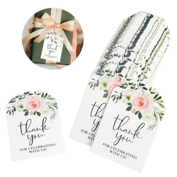 50pcs Floral Gift Tags Thank You For Celebrating With Us Paper Tag Wedding Bridal Shower Birthday Party Decoration Favors Supply
