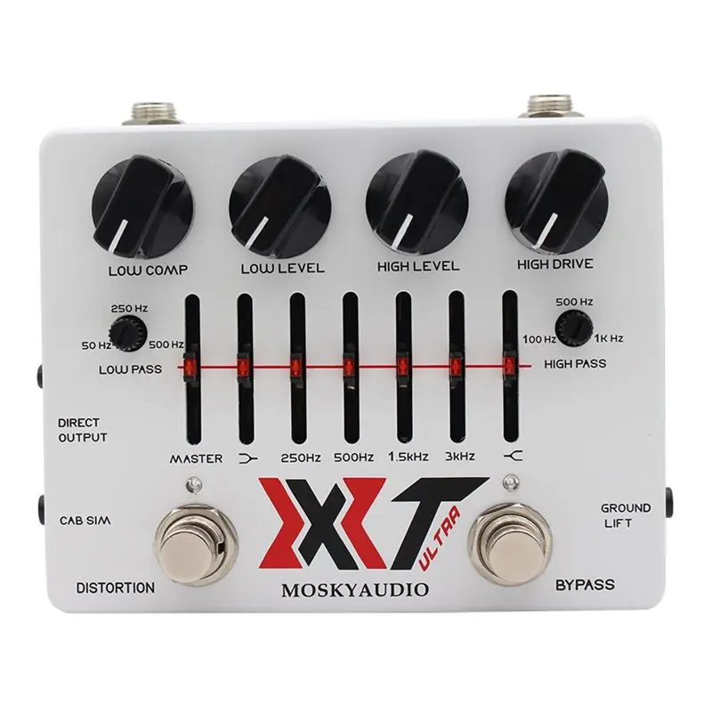 【TRAVEL ESSENTIAL】MOSKYAUDIO Bass Effects 6-Band EQ Cabinet Sim XLR Ground Lift Compression Bass 9V DC