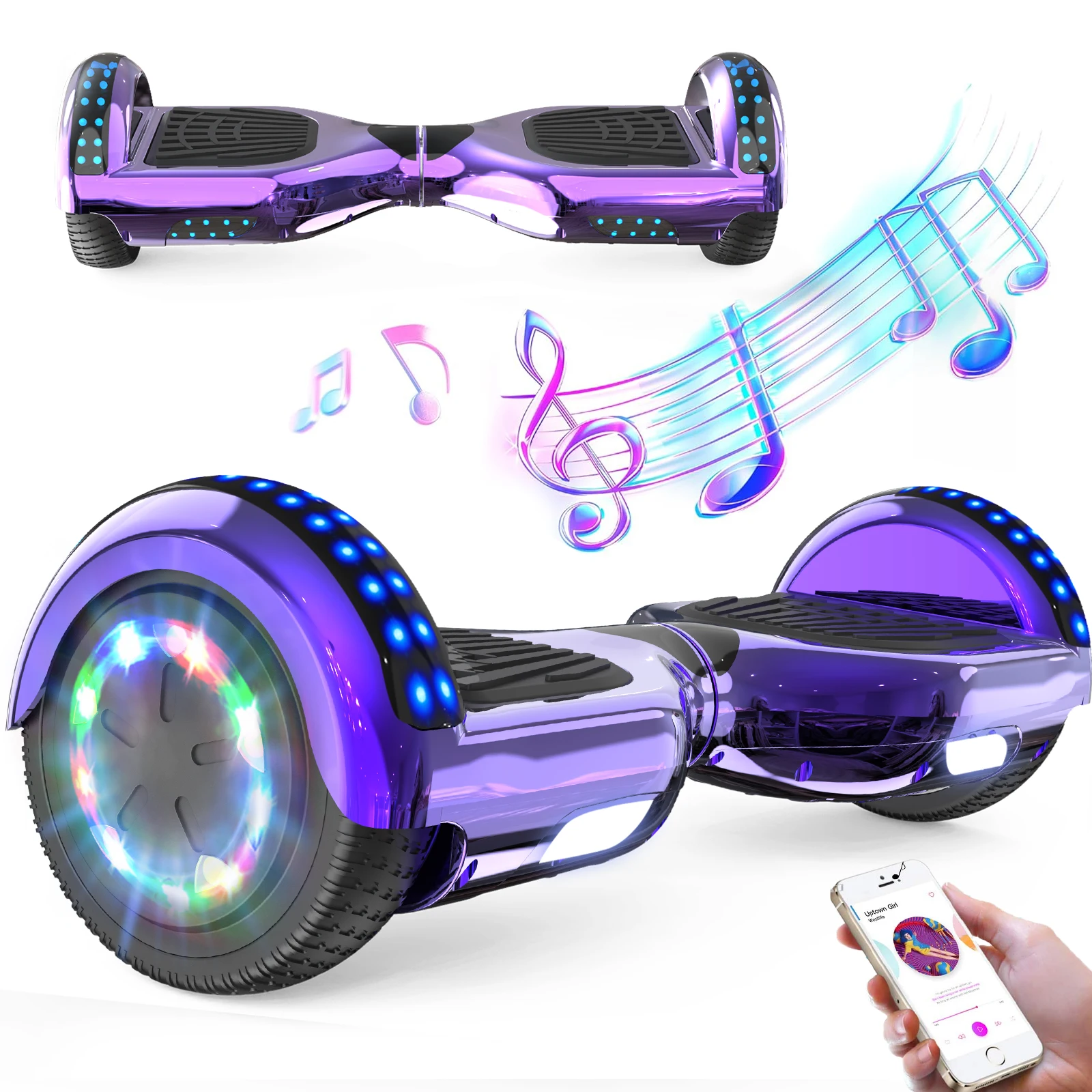 Kinderhoverboard, zelfbalancerende elektrische scooter voor kinderen en volwassenen, met LED-verlichting en Bluetooth, ideaal cadeau
