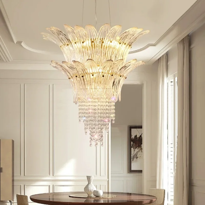 

American ceiling glass chandelier in stainless steel and white colour, suitable for restaurant, hotel lighting, dimmable