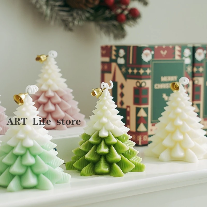 Tower Christmas Tree Silicone Candle Mold Christmas Atmosphere Decorative Crafts Resin Plaster Mold Diy Soap Making Holiday Gift