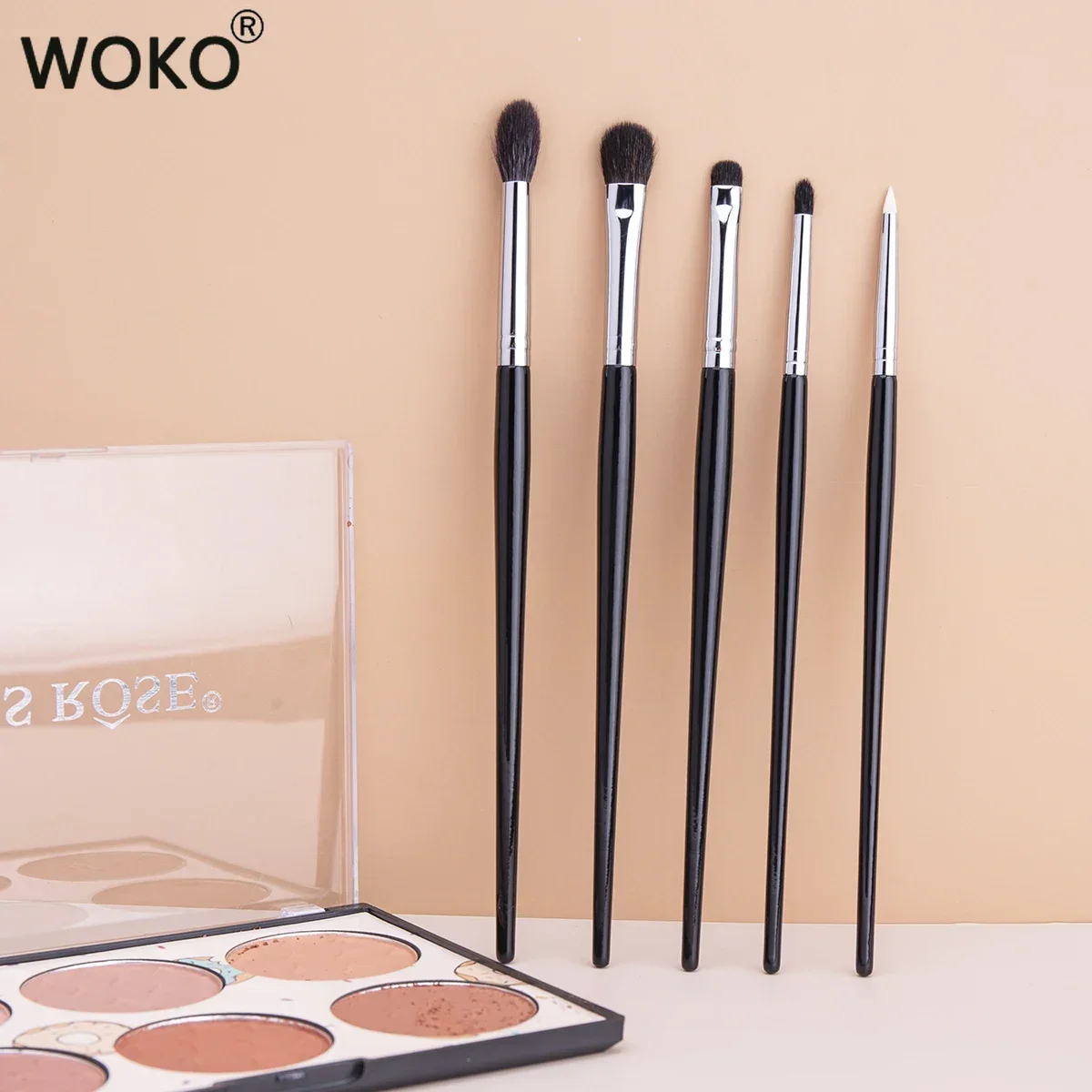 Natural Goat Hair Eye Shadow Brush 5pcs Eye Makeup Brushes Set Eyeshadow Crease Smudge Brush Precision Eye Smudge Makeup Tool