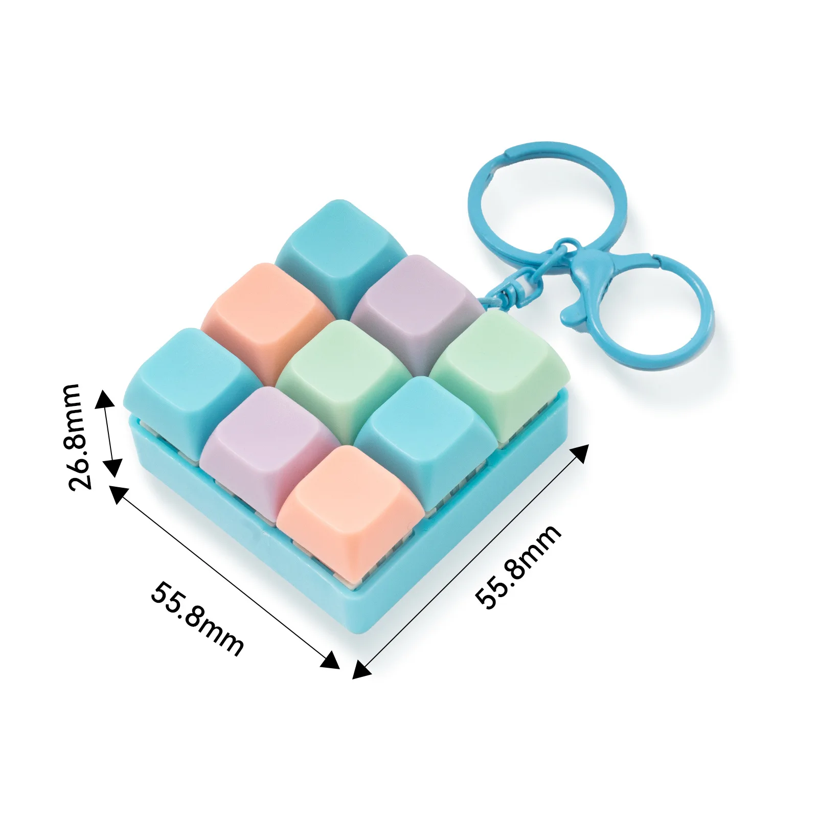 Porte-clés Fidget 9 En 1 – Boutons Clic Mécaniques – Anti-stress Pour Adultes – Couleur Macaron – Idée Cadeau