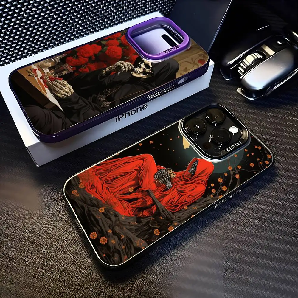 

Grim Reaper Skull Art Phone Case For iPhone 16,15,14,13,12,11,Mini,Pro,MAX Purple Matte Shockproof Cover