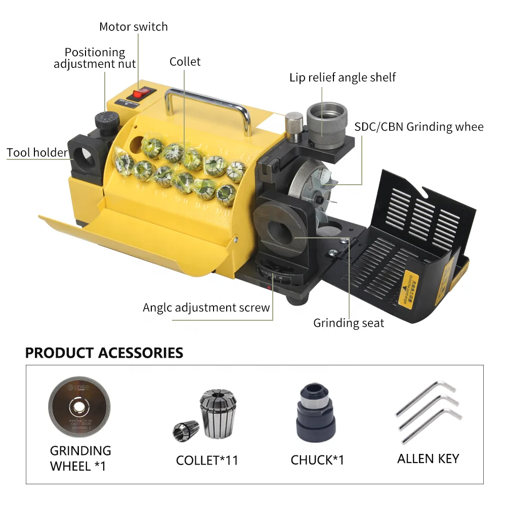 MR-13A 3- 13mm Easy Operating Electric Drill Bit Sharpener with ER20 Collets