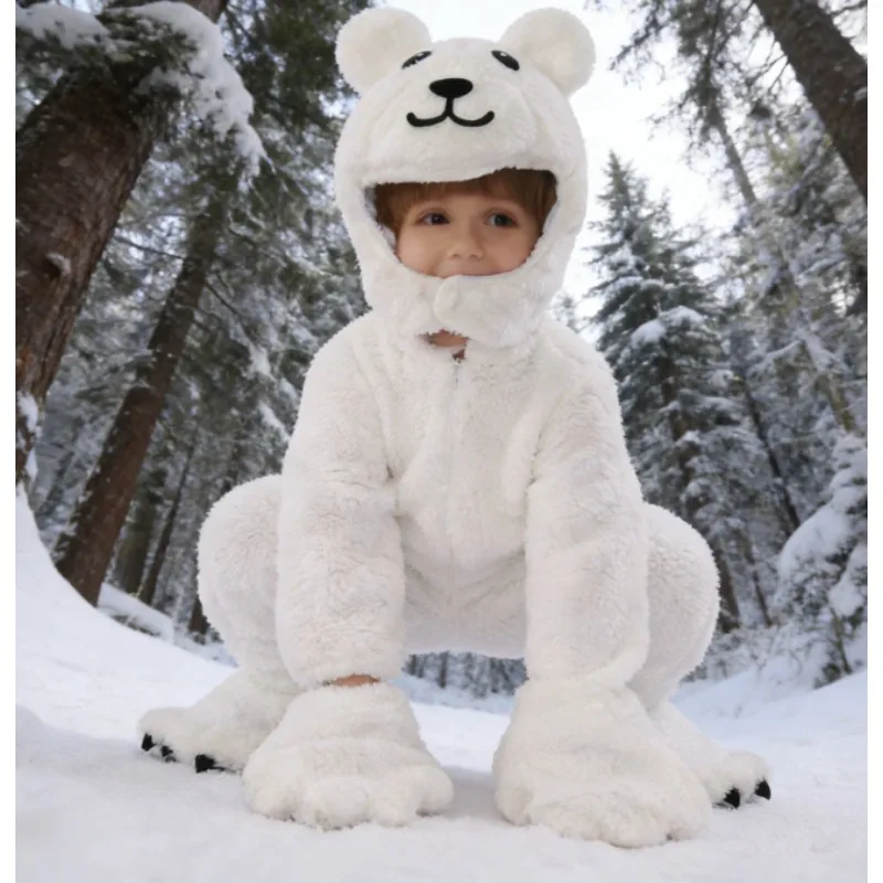 

Новый детский костюм белого медведя для Хэллоуина, для ролевых игр, выступлений в детском саду и на сцене