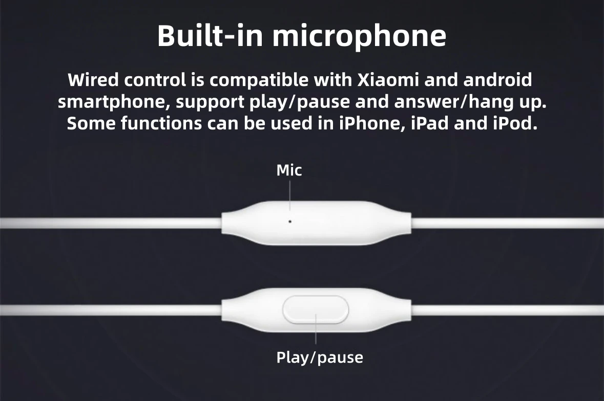 XIAOMI in-ear Sport Headphone with Mic Headset for Phone Xiaomi Samsung Huawei-Piston 3 Earphone Bass Wired 3.5MM