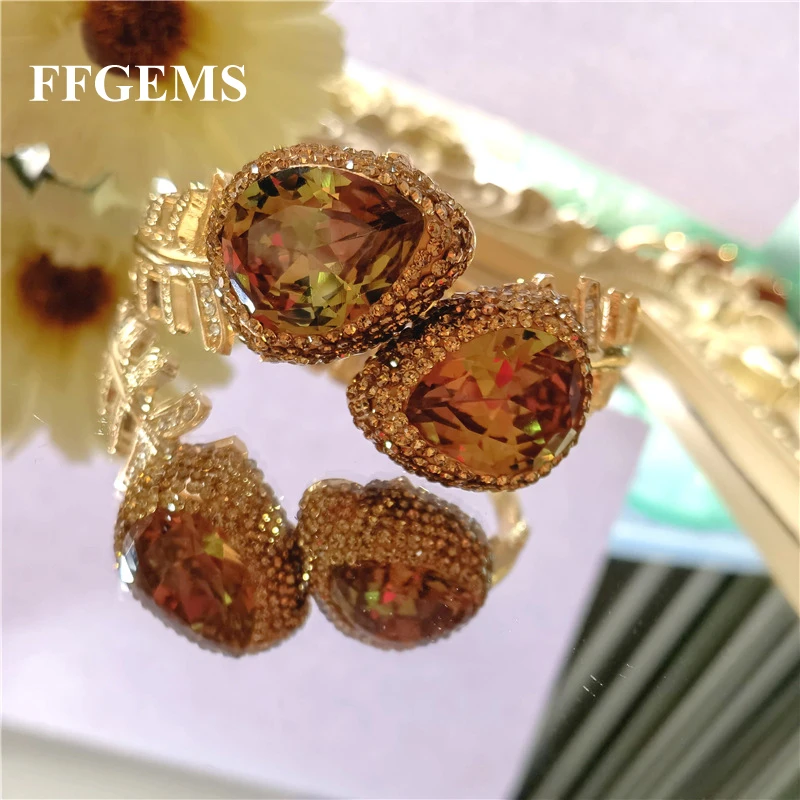 FFGems Big Bangle Created Zultanite Cuff Big Bracelet Gemstone Color Change Fine Jewelry for Women Wedding Party Free Shipping