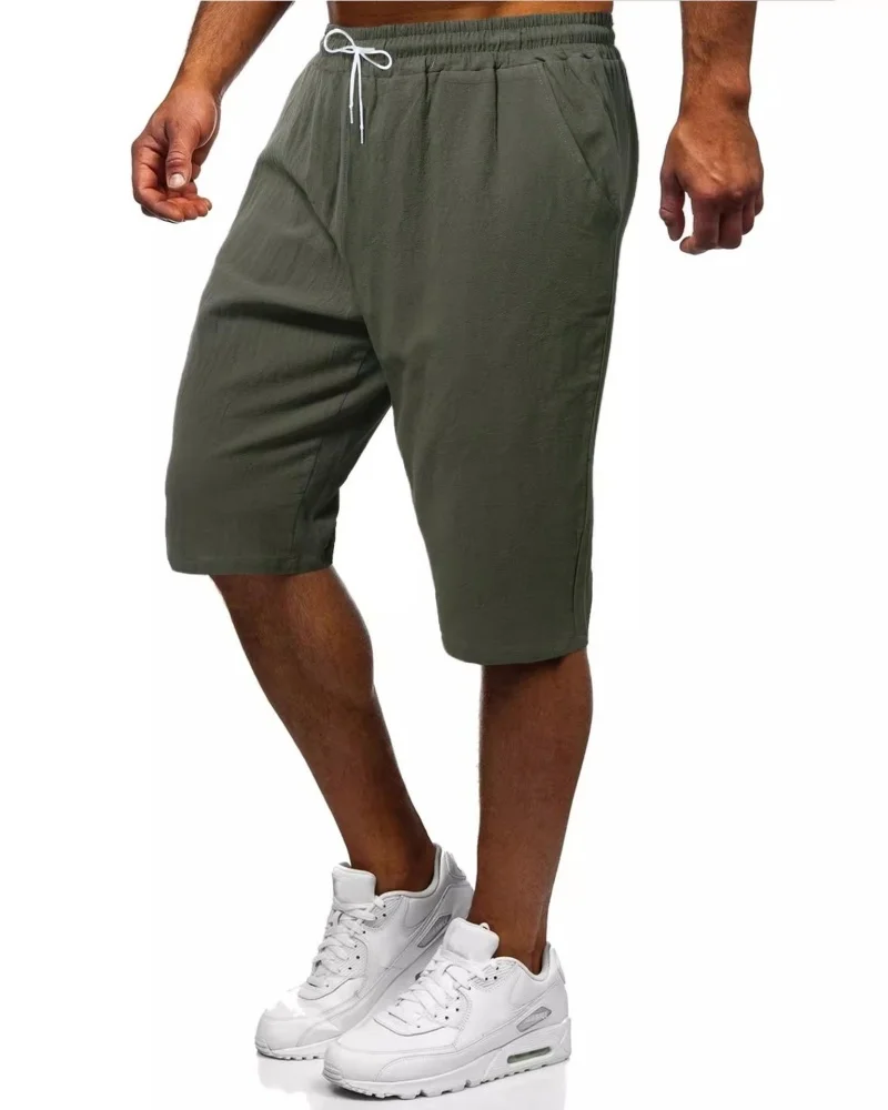 

Men's Cotton Linen Short Pants Lightweight Hawaiian Summer Shorts Men Breathable Solid Color Casual Short Trousers