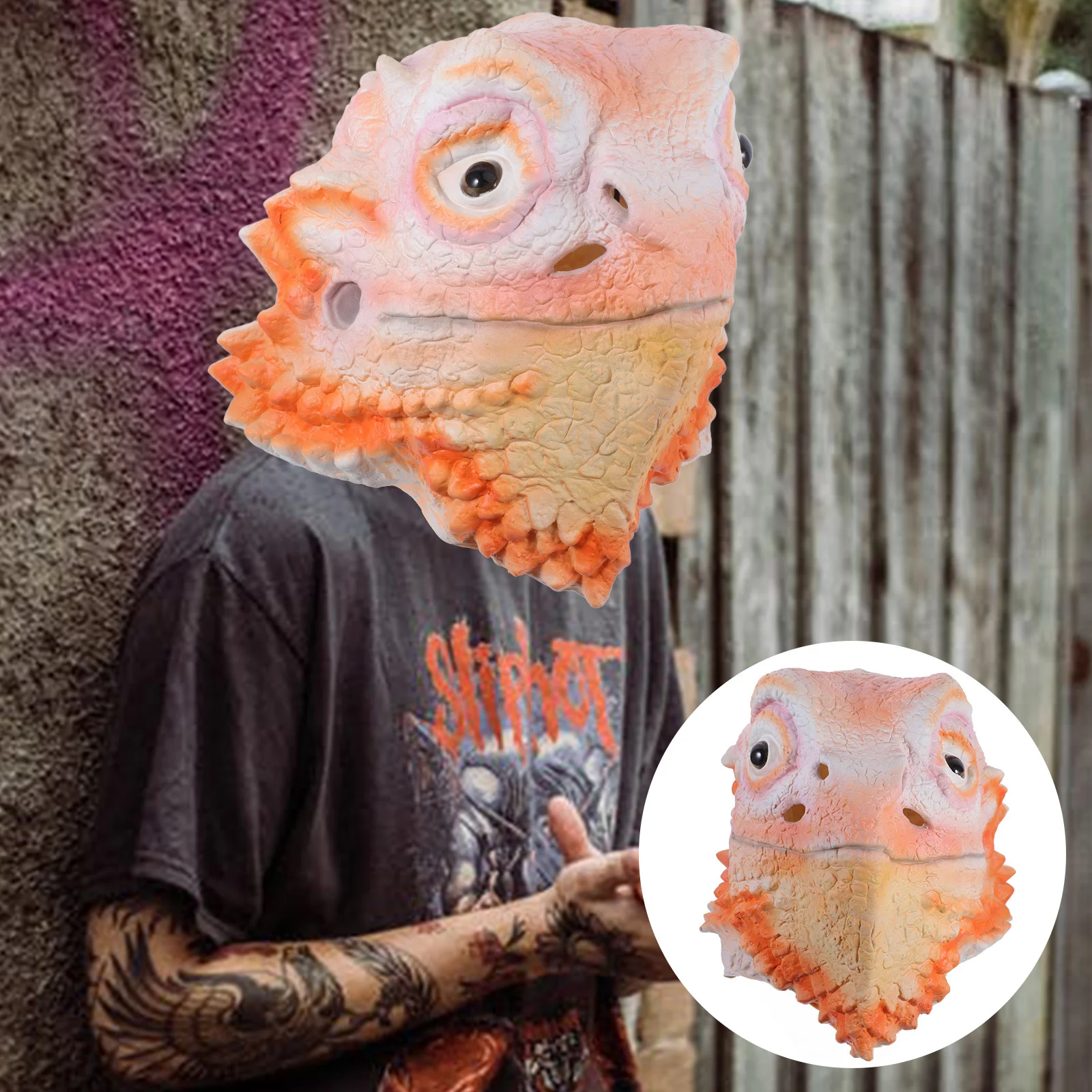 قناع سحلية للهالوين من اللاتكس اللطيف على شكل رأس حيوان فستان تنكري للحفلات التنكرية قناع الهالوين المضحك #1