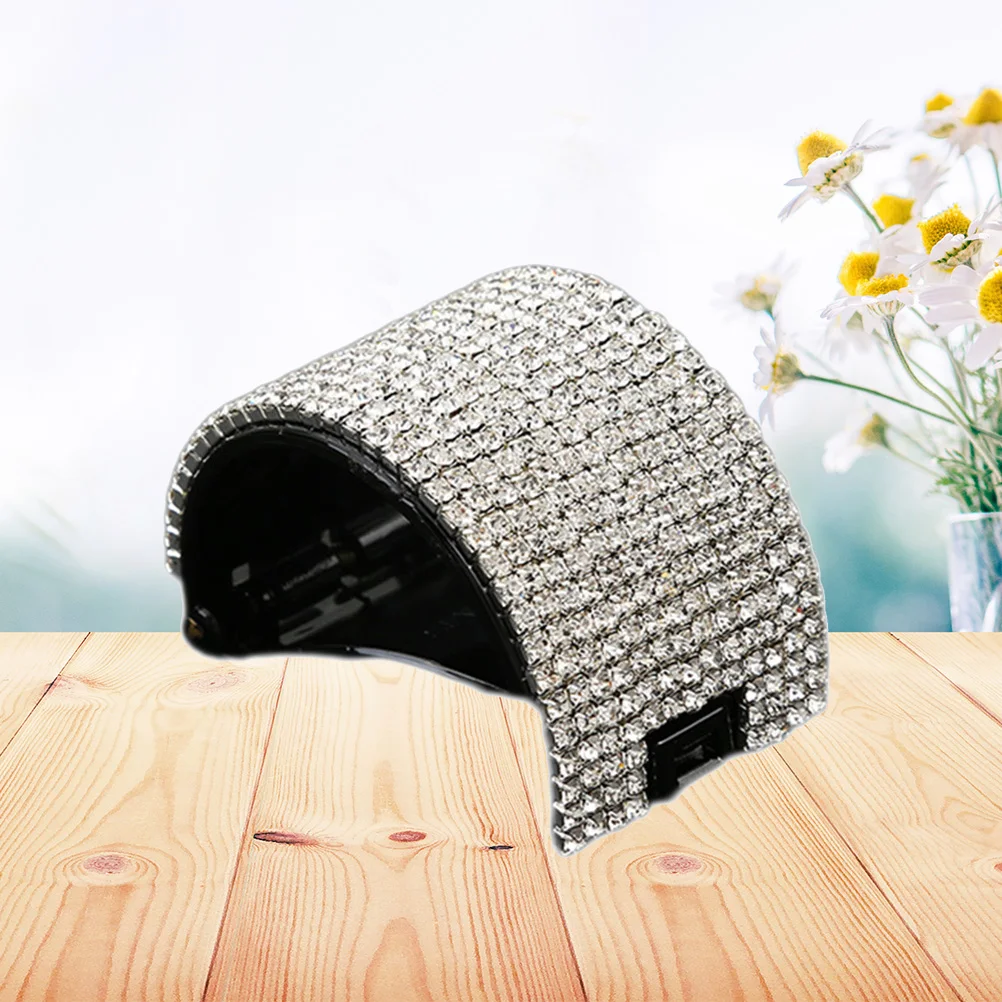 مشبك شعر من حجر الراين كريستال على شكل ذيل حصان مشبك للنساء مقاس L أداة تصفيف الشعر الأسود هدية للحفلات #2