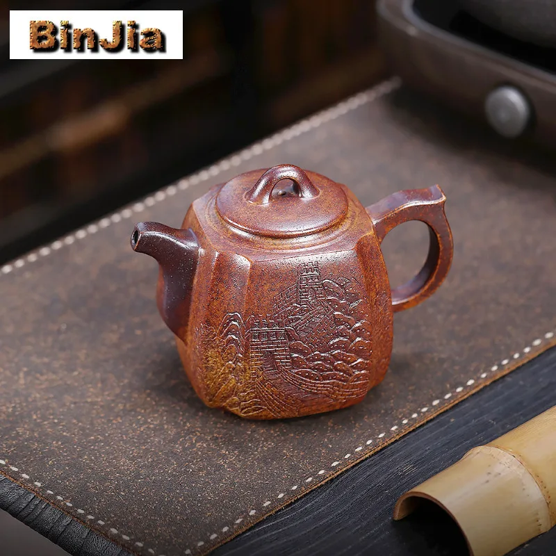 

520 мл Исин фиолетовые глиняные чайники ручной работы The Great Wall горшок из необработанной руды фарфоровый грязевой чайник с заварочным устройством Чайный сервиз Zisha
