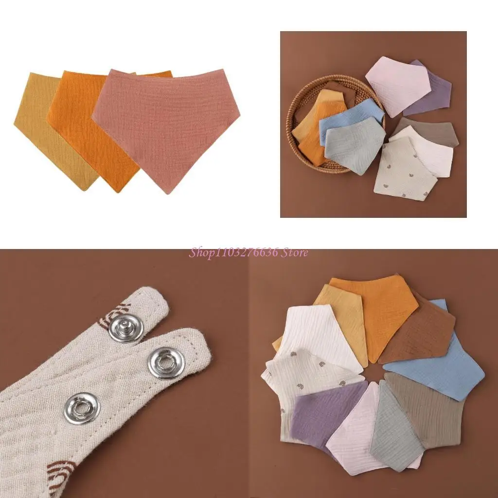 

R6FD 3 PCS Мягкий хлопок для треугольника шарф сплошной кнопку нагрудника на бид