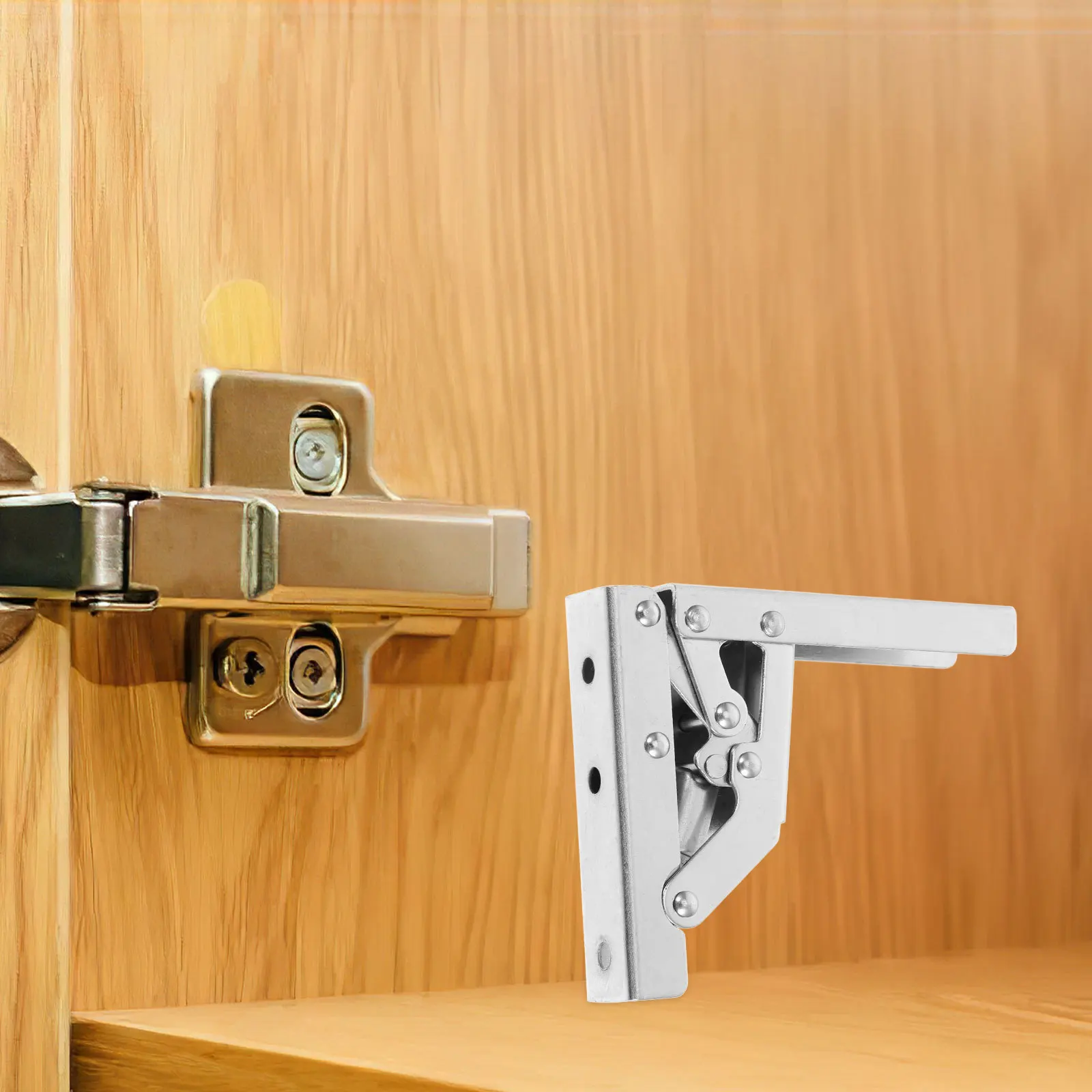 

2Pcs Stainless Steel 90 Degree Hinges No Slot Silent Folding Support Easy Install Cabinet Door Hinges Drop Leaf Kitchen Hardware