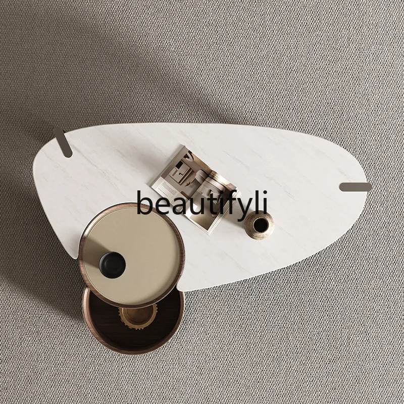 

Special-shaped coffee table combination high-end microcrystalline stone art modern simple designer living room small apartment