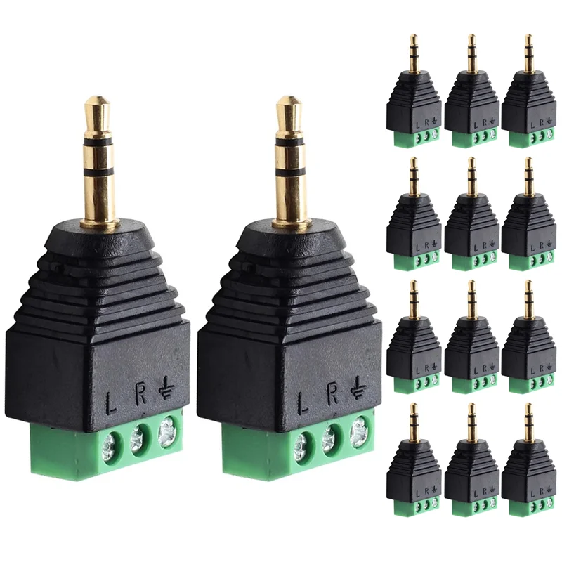 5/20/100PCS 3.5mm Stereo Male Plug to AV Screw Video Balun Terminal Jack Male 3 Pin 3Pole 1/8 Inch Terminal Block Connector