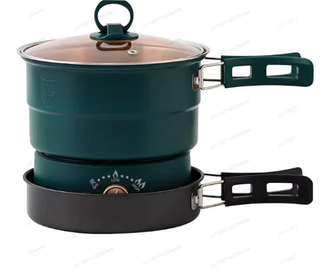 

110V 220V Foldable Split Cooking Pot Portable Multicooker Frying Pan Rice Cooker Food Steamer Stew Soup Noodle Boiler for Travel