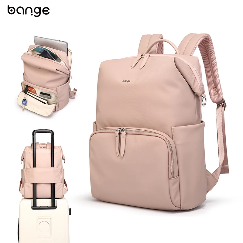 

BANGE Fashionable Lightweight Water Resistant 15.6 Inch Laptop Backpack for Women with Luggage Strap for Commute Work Travel