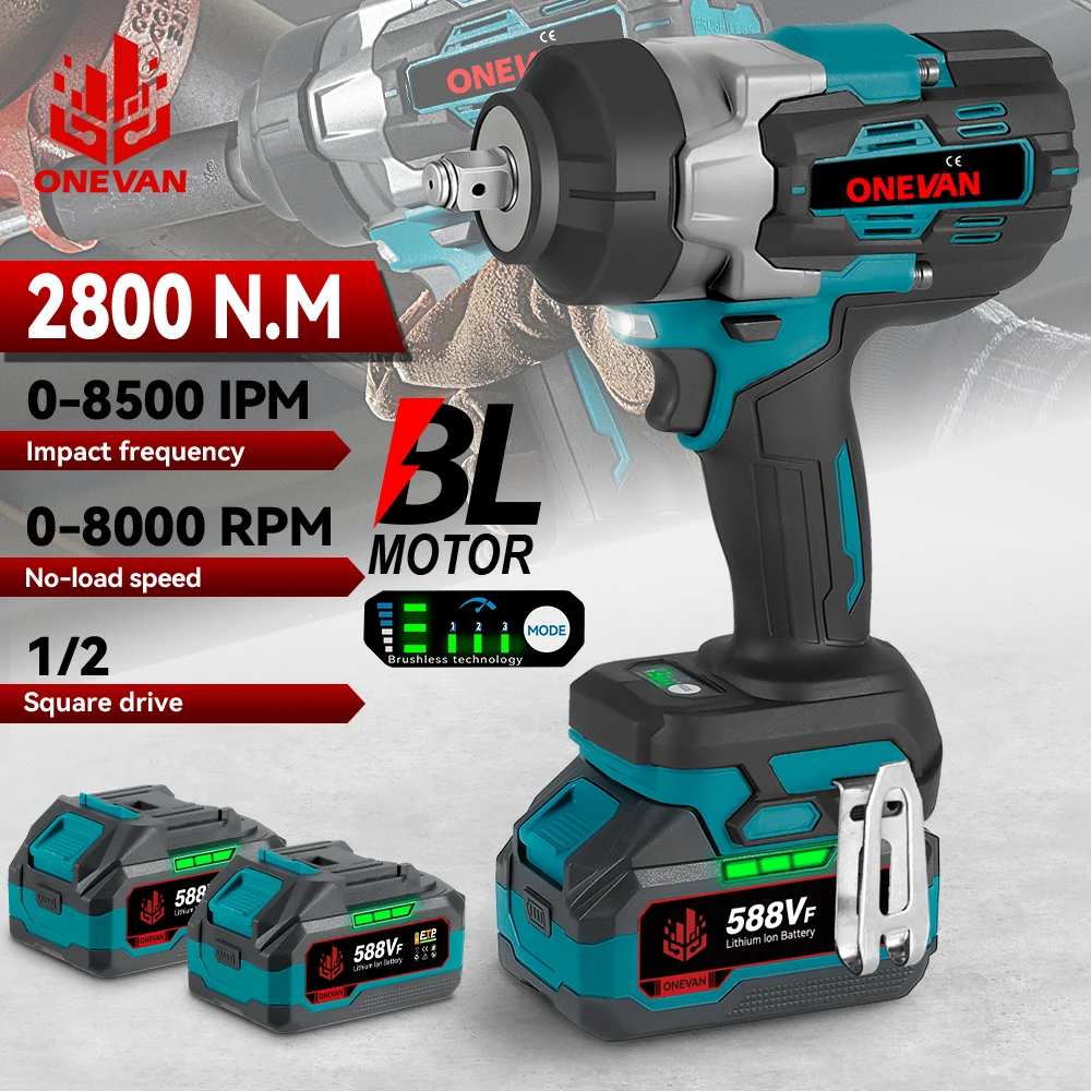 2800N.M Brushless Electric Impact Wrench 2800W 1/2 Inch Cordless Torque Wrench Screwdriver Power Tool For Makita 18V Battery