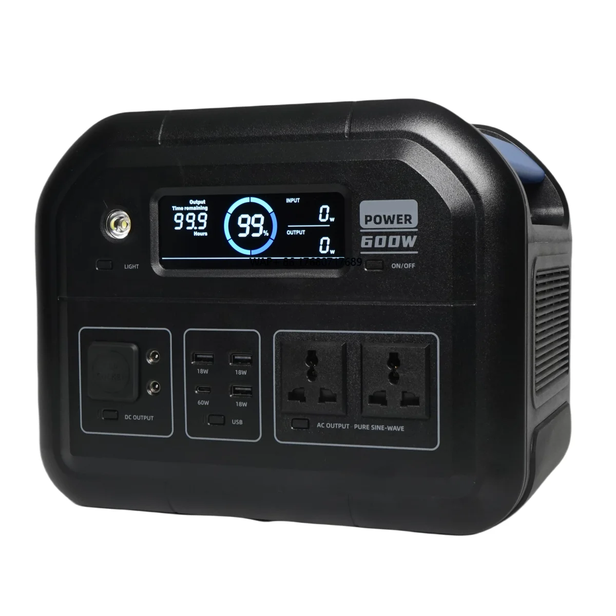 Camping Power Station 600W Portable Power Supply with USB Type-c 110V/220V Sine Wave Solar Outdoor