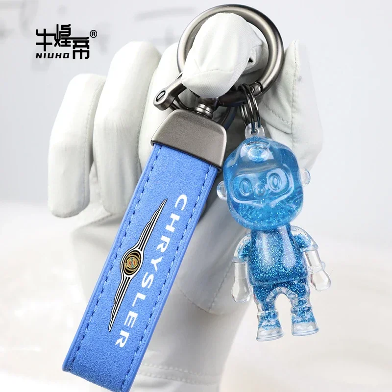 Suede Cartoon Car Keychain Pendant For Chrysler 300c 300 200 200c SRT Pacifica PT Auto Key Rings Anti-loss Protector Accessories