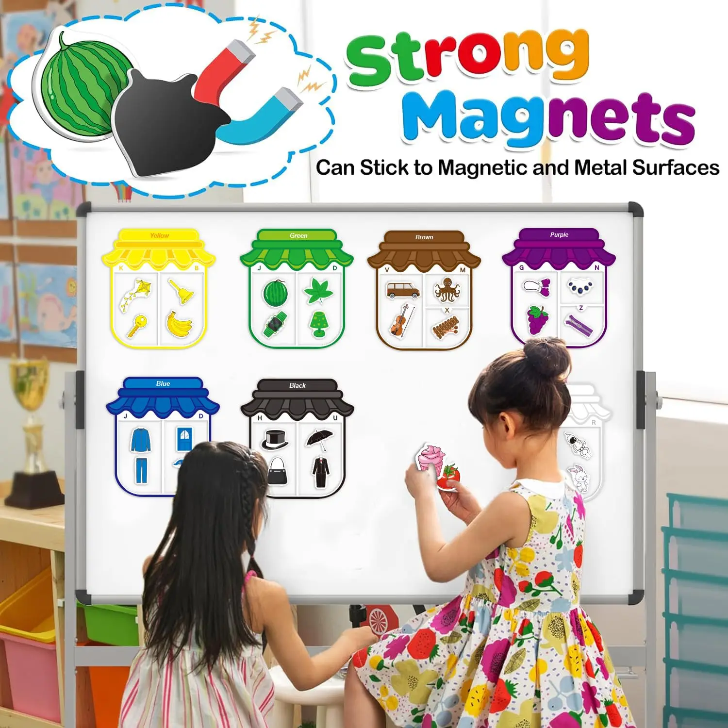 Magnetic Color Sorting Set Educational Fridge Magnets for Toddlers Montessori Magnetic Stickers for Color Recognition Learning