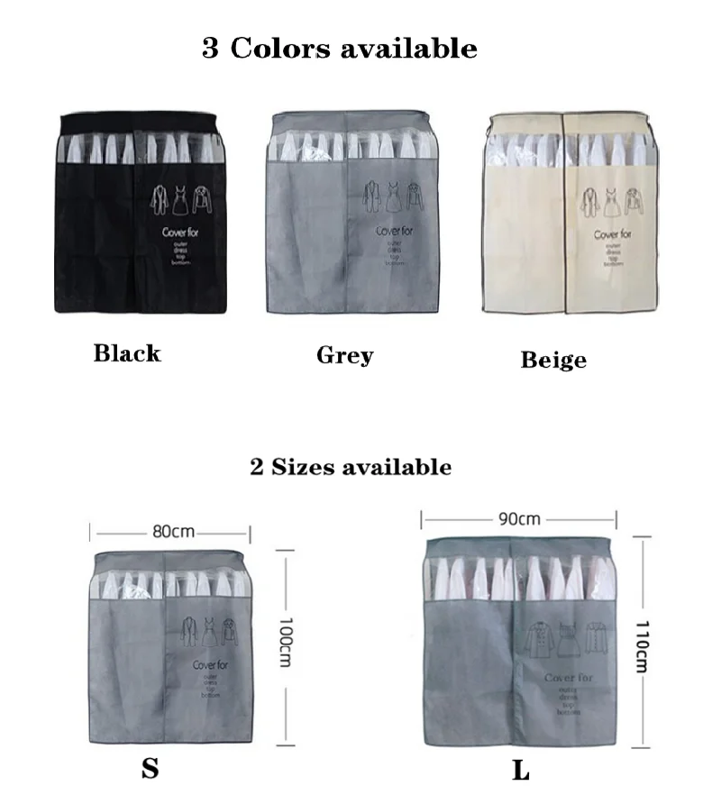 Clothes Storage Bag Hanging Dust Cover Dress Suit Coat Case Organizer Wardrobe Dress Clothing Hanging Dust Cover