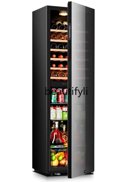 

Ice Bar Refrigerated Cabinet Home Living Room Glass Door Refrigerator Freezer Ultra-Thin Tea Preservation Cabinet