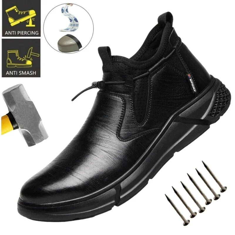 

Waterproof Men's Safety Shoes Puncture-Resistant Work Boots Lightweight Anti-Slip Construction Shoes with Steel Toe Cap