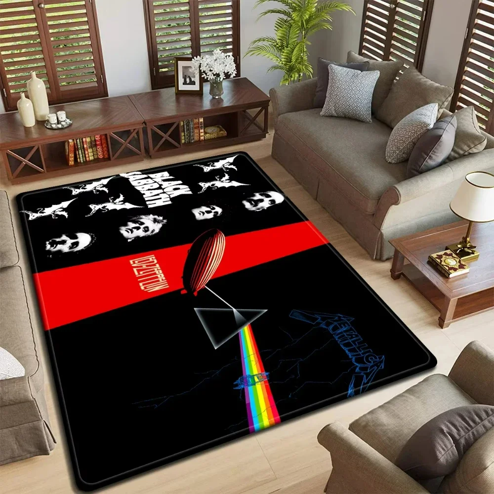 Band Logo Music Rock and Roll Pattern Carpet for Living Room