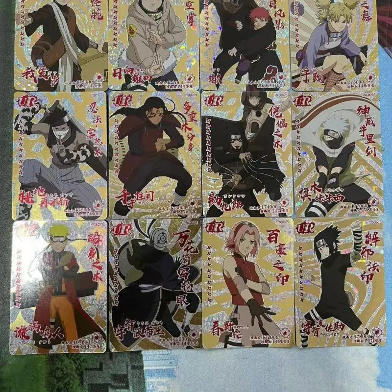 Naruto Rare Ur Toy Card Uchiha Sasuke Uzumaki Naruto Kakashi Anime Characters Bronzing Collection Flash Card Christmas Gift