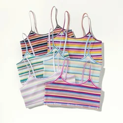 Women Cotton Bras Female Thin Bralette Small Breast Girl Breathable Bra Colorful Striped Comfort Underwear No Pad Brasieres