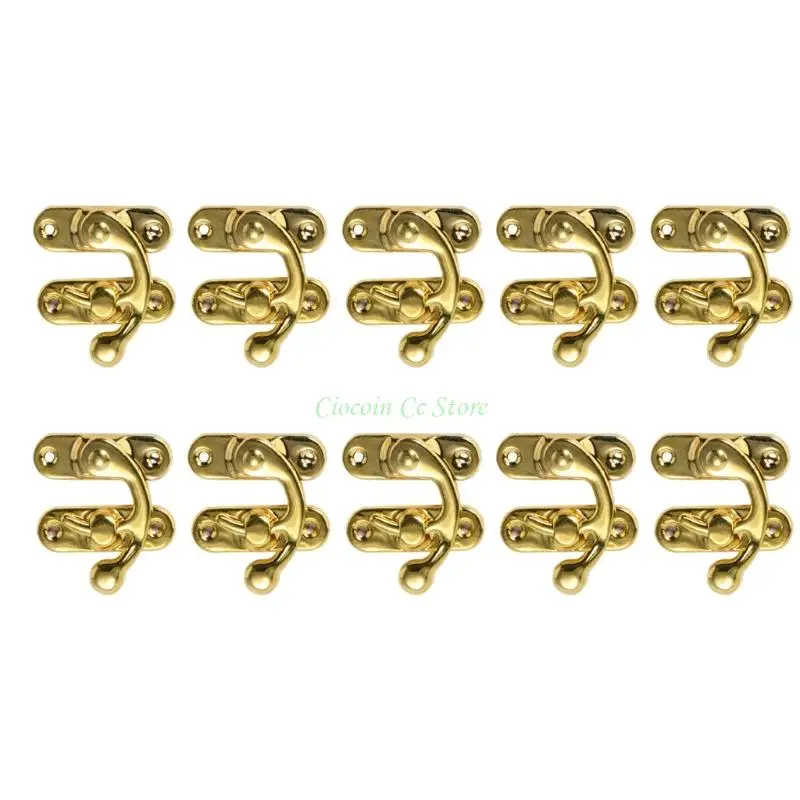 X90F 10Pcs Horns Lock Antique Bronze Iron Padlocks Hasp Hook Lock Curved Buckles