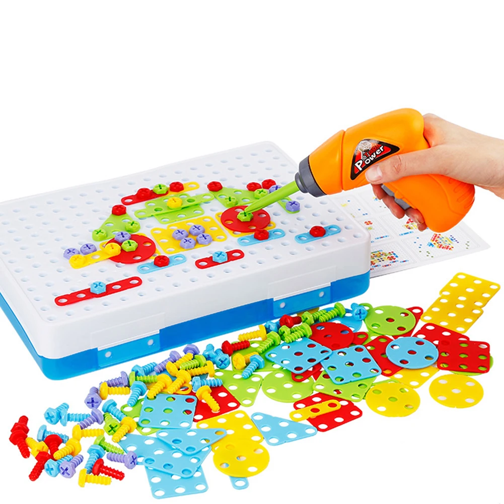 Kinder Spaß Elektrische Bohrer Puzzle Spielzeug Zerlegen Schraube Mutter Montage Kombination Spielzeug