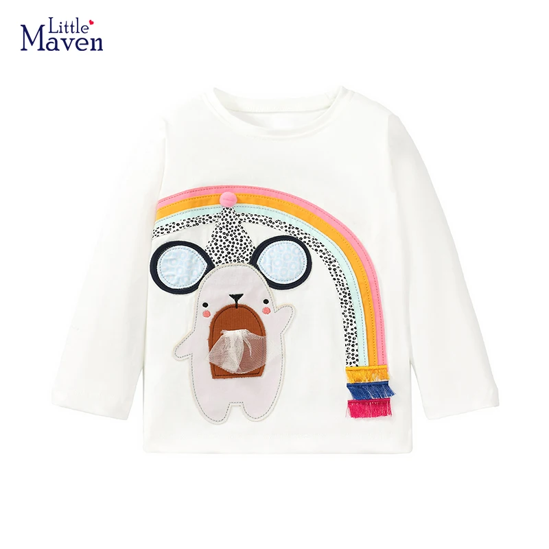 Kleine Maven Blusen für Mädchen Kinder Herbst Kleidung Mädchen Kinder Kleidung Tops Cartoon Bär T-Shirt Baumwolle für Kinder Jungen