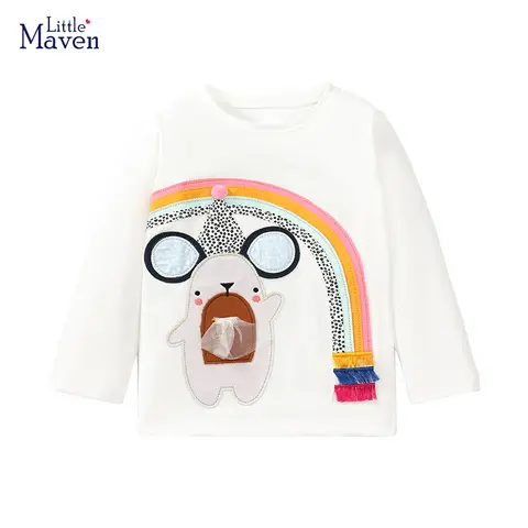 Little maven Blouses for Girls Kids Autumn Clothes Girls Children's Clothing Tops Cartoon Bear T-shirt Cotton for Kids Boys