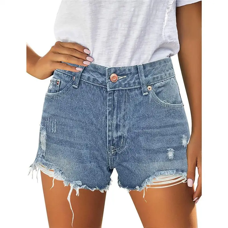 

Fashionable Ripped Casual Denim Shorts WY11002 High Waist Straight Leg Jeans Women's Clothing Cross-Border Wish Short Pants
