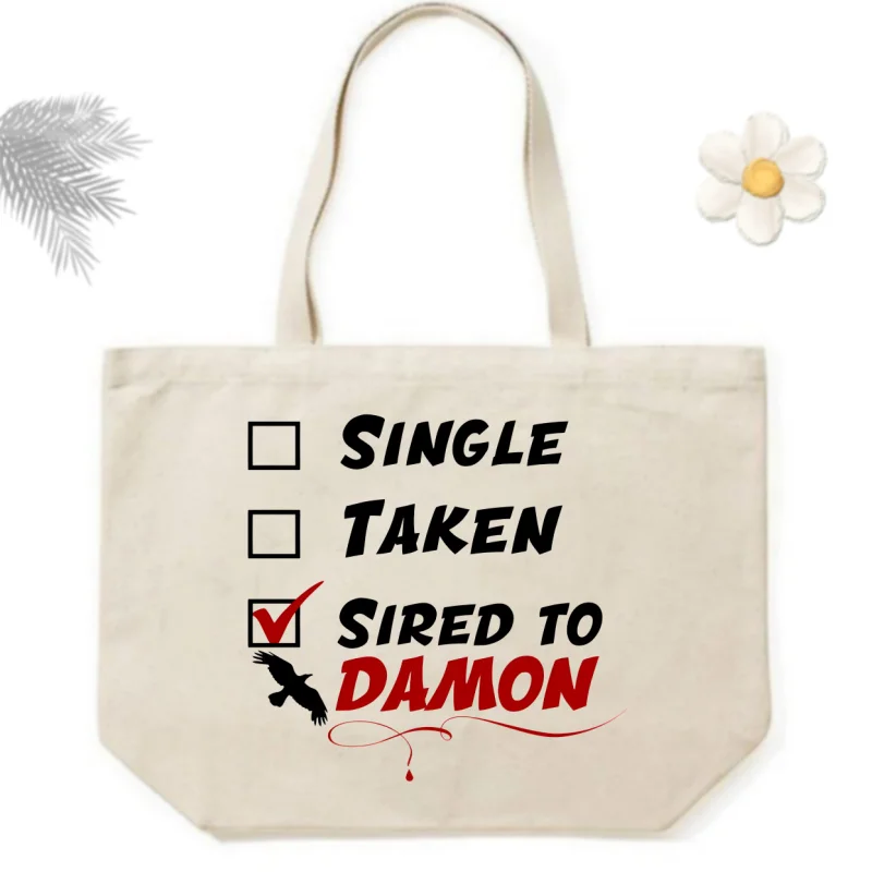 Damon Salvatore The Vampire Diaries Chronicles Vampiricas Women Female Foldable Canvas Shoulder Bag Tote Eco Shopping Daily Use