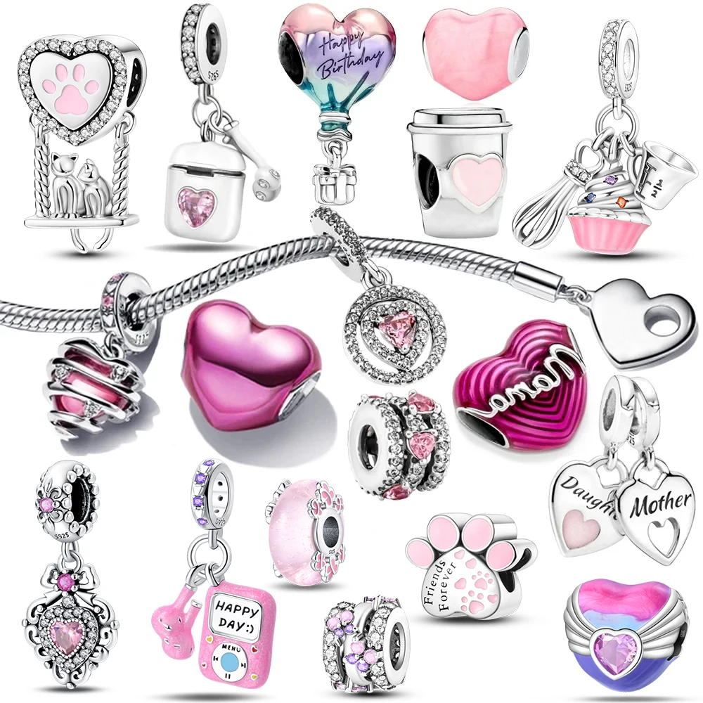 Silver Colour Metal Heart Fit Pandora Charms Silver Colour Original Bracelet for Jewelry Making