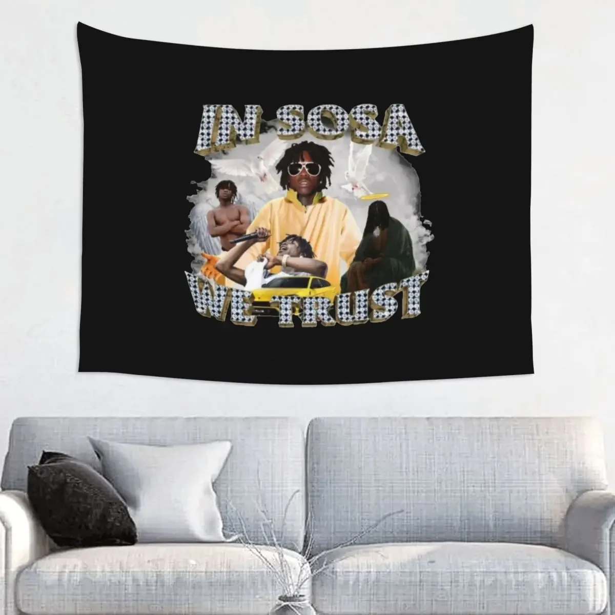 

In Sosa We Trust Chief Keef Tapestry Wall Hanging Hippie Polyester Wall Tapestry Rap Art Blanket Wall Decor Cloth