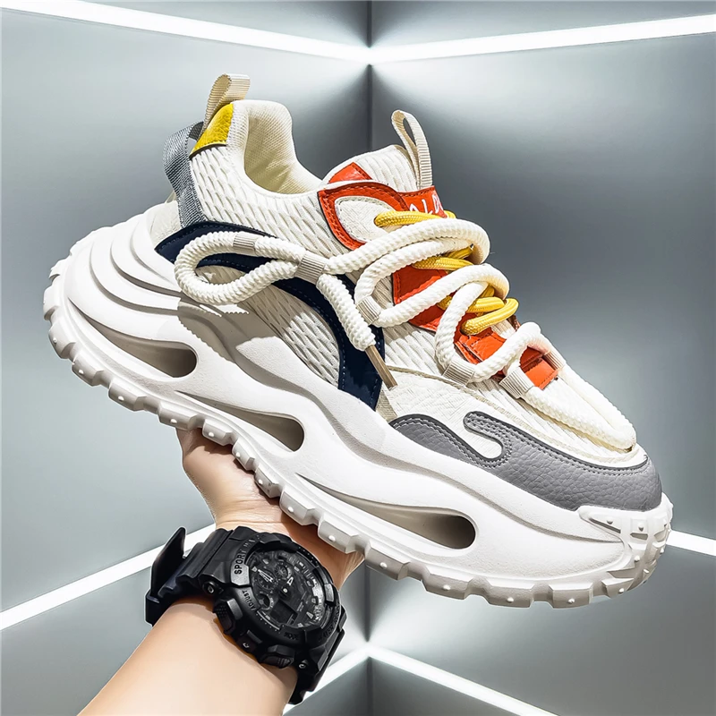 

Дышащая износостойкая мужская обувь на толстой подошве, новая мужская повседневная обувь на весну и осень, модные удобные противоскользящие кроссовки