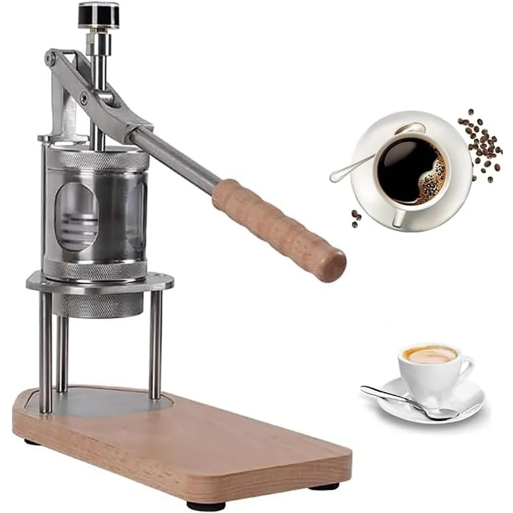 

Portable Manual Espresso Maker, Hand Coffee Press Machine with Pressure Gauge and 51mm Bottomless Portafilter, 1-15 Bar Pressure