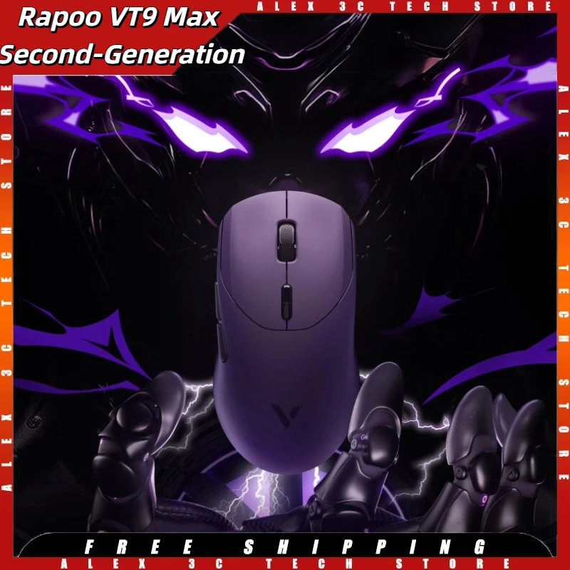 

Игровая мышь Rapoo VT9 Max второго поколения PAW3950, беспроводная двухрежимная, 8k, эргономичная, легкая, для средних и больших рук MacOS Win