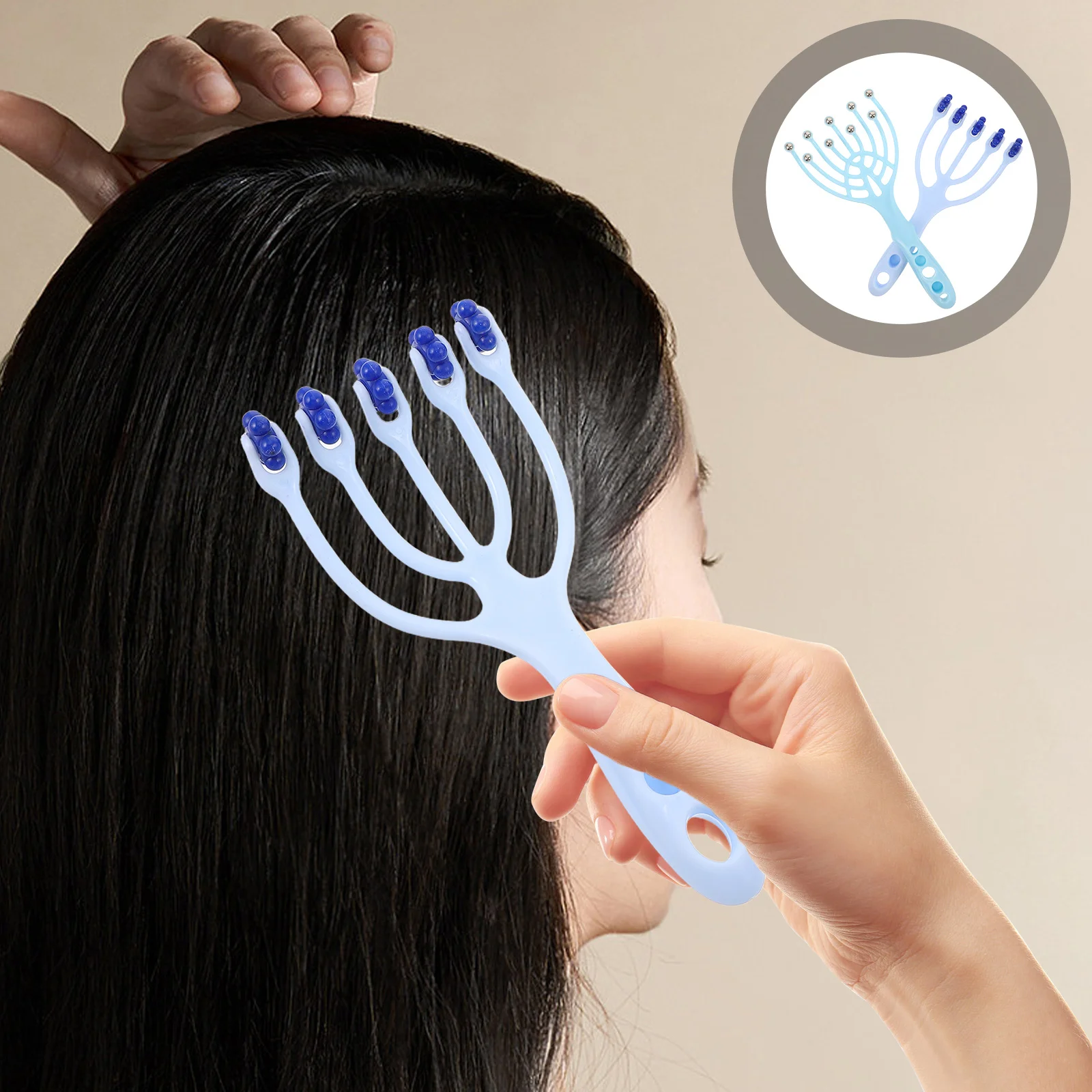 2Pcs Head Massager with Rolling Ball Scalp Massage Comb 5 Claw 9 Claw Design Ergonomic Handle Relaxing Hair Stimulator for Home