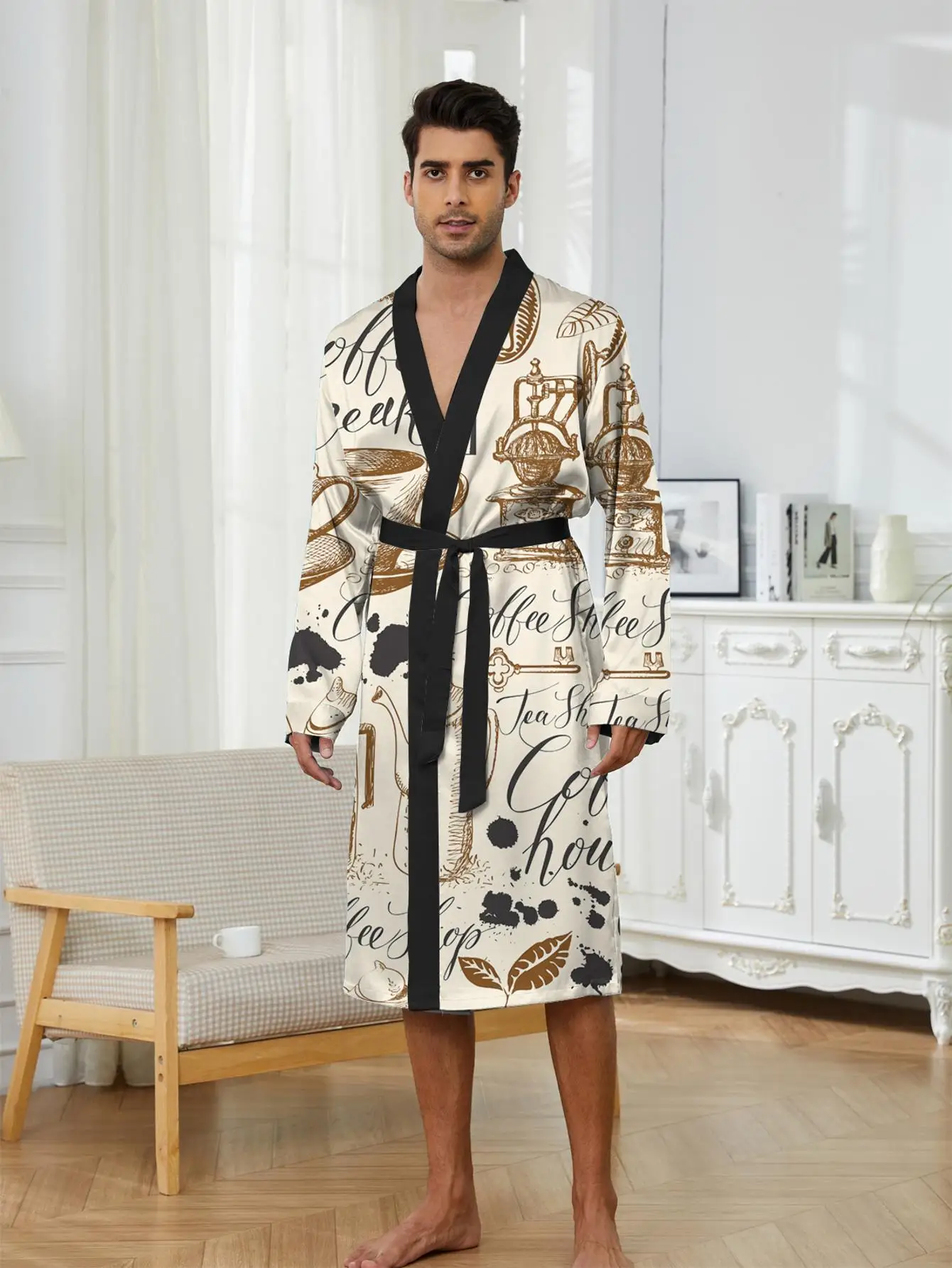 1pcs Men's Robes 2026 Spring/Summer Bathrobe men Shower robe Graphic Robe man dressing gown Sleepwear Breathable 3D Printed