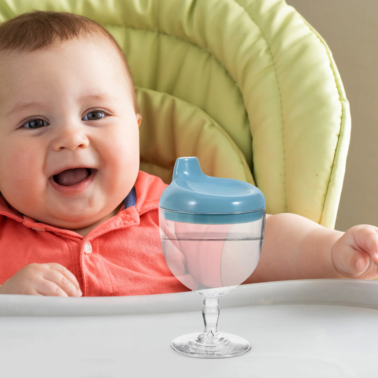 

2 Pcs Drop-proof Kids Drinking Cup Blue White Toddler Sippy Cups Milk Goblet Baby Training Anti-spill Gifts