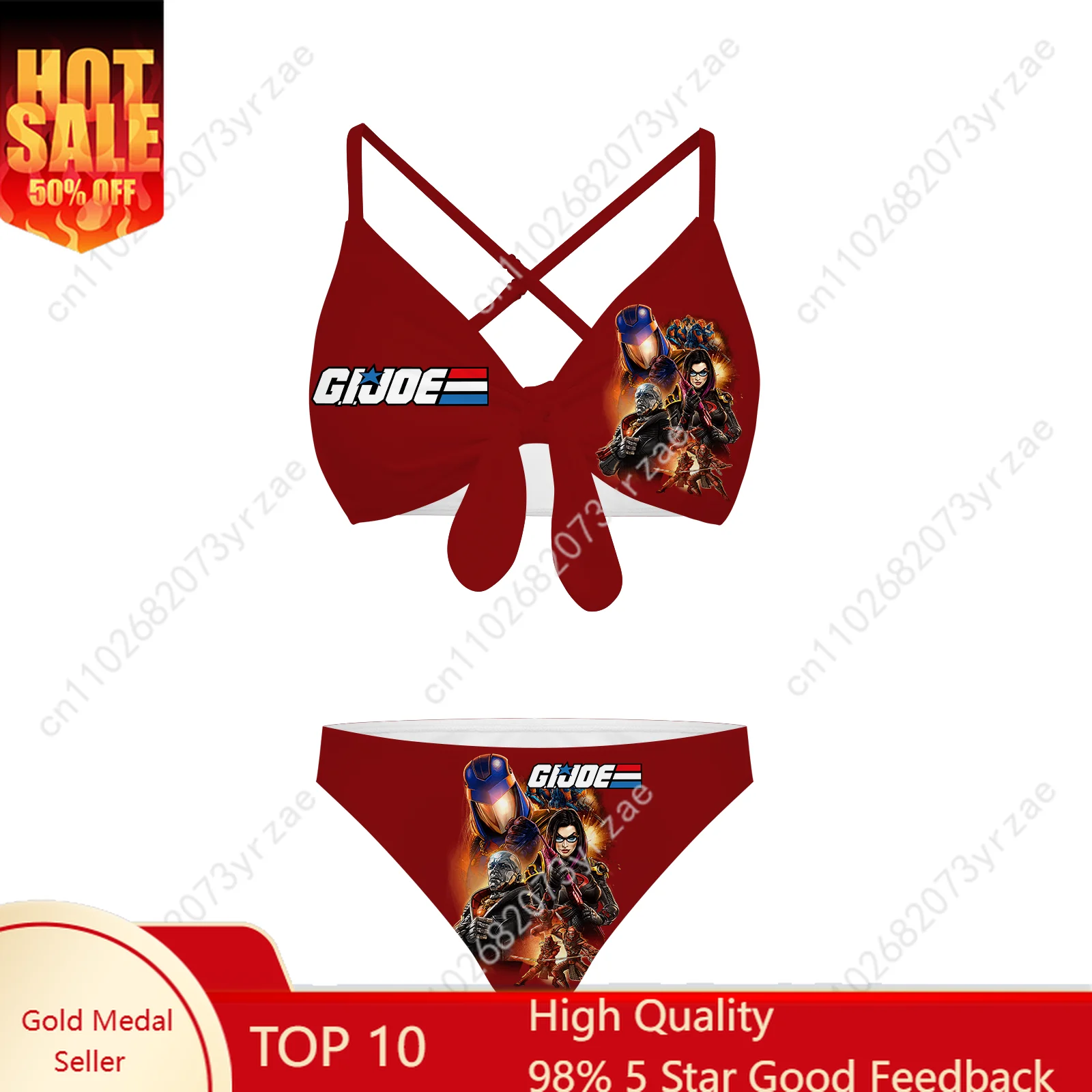 

G.I. Joe Bathing Suits Cross Strap Suspenders Swimsuits Pool Party Swimwear Womens Fashion Bikini Custom Beachwear