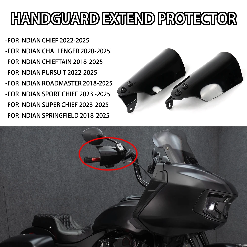 

2025 New Motorcycle Black Handguards Protector Hand Shield Cover Fit For Indian Chieftain Roadmaster Springfield 2018-2025