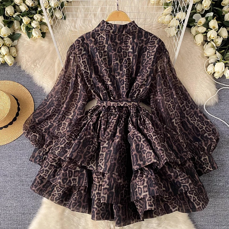 EWQ 2024 Autumn New Fashion Print Belt design Women's Dress Single Breasted Lapel Collar Long Sleeve Slim Short Dresses 27X963