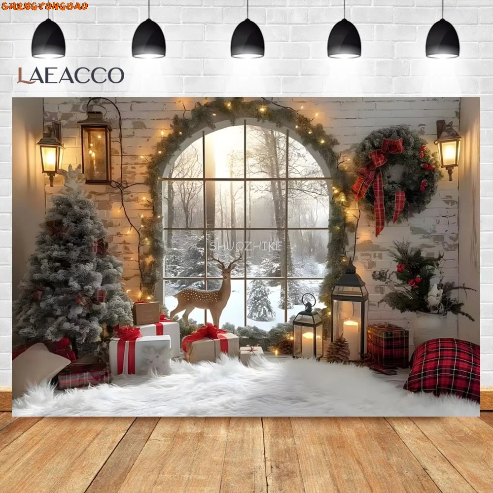 เตาผิงคริสต์มาสธีมฉากหลังสําหรับถ่ายภาพXmas Treeของขวัญของเล่นเด็กPortrait Room DecorเทศกาลPartyภาพพื้นหลัง